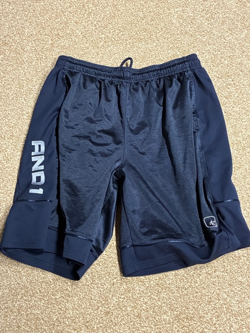 And1 Navy Athletic Basketball Shorts with Side Logo